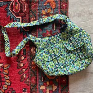 [SOLD!] Vera Bradley Large Green Blue Floral Paisley Quilted Purse Crossbody Bag